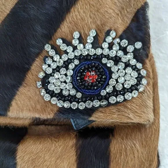 Justified Hunt Evil Eye Natural Hair on Hide Purse - Picture 2 of 12